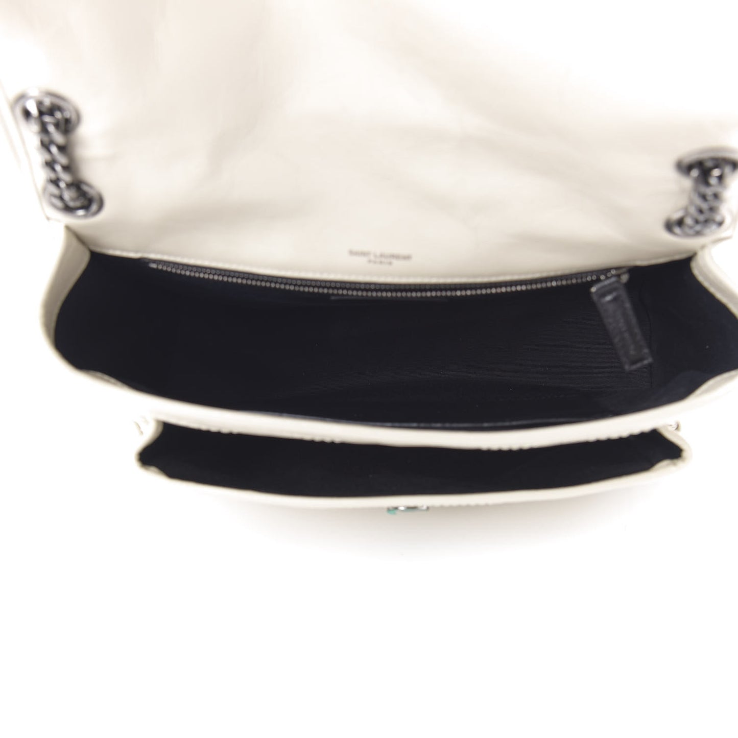 Crinkled Calfskin Matelasse Monogram Medium Niki Chain Satchel Ivory