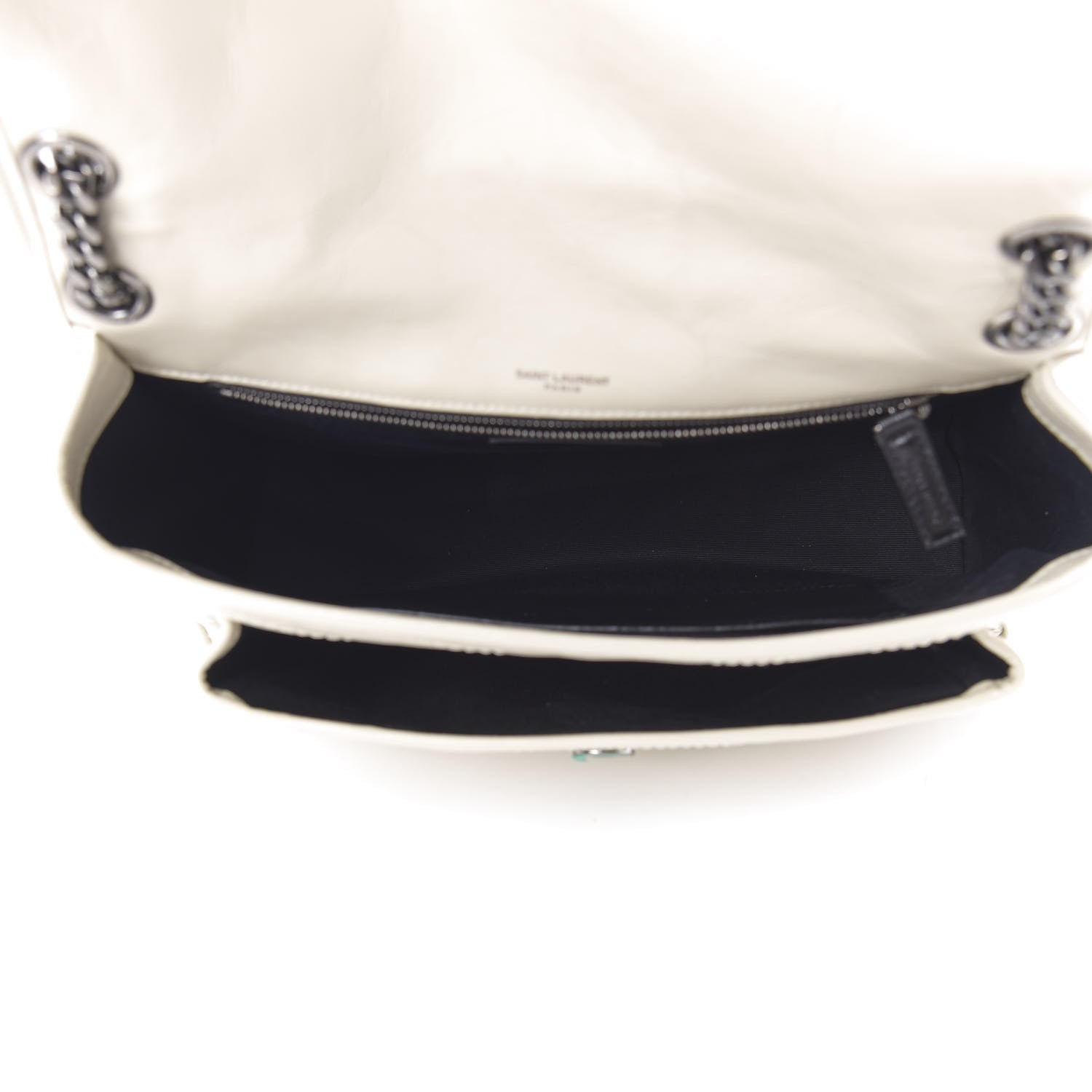 Saint Laurent Crinkled Calfskin Matelasse Monogram Medium Niki Chain Satchel Ivory 5 of 9