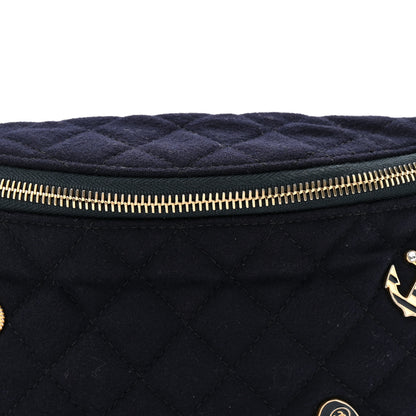 Chanel Wool Lambskin Quilted Paris Hamburg Charms Waist Bag Dark Navy 8 of 10