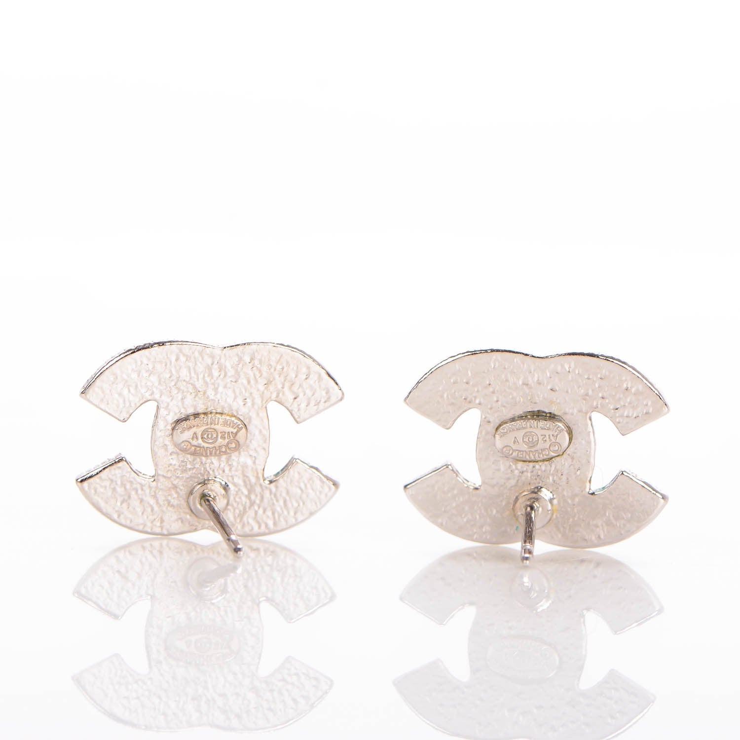 Chanel Crystal CC Earrings Silver 3 of 5