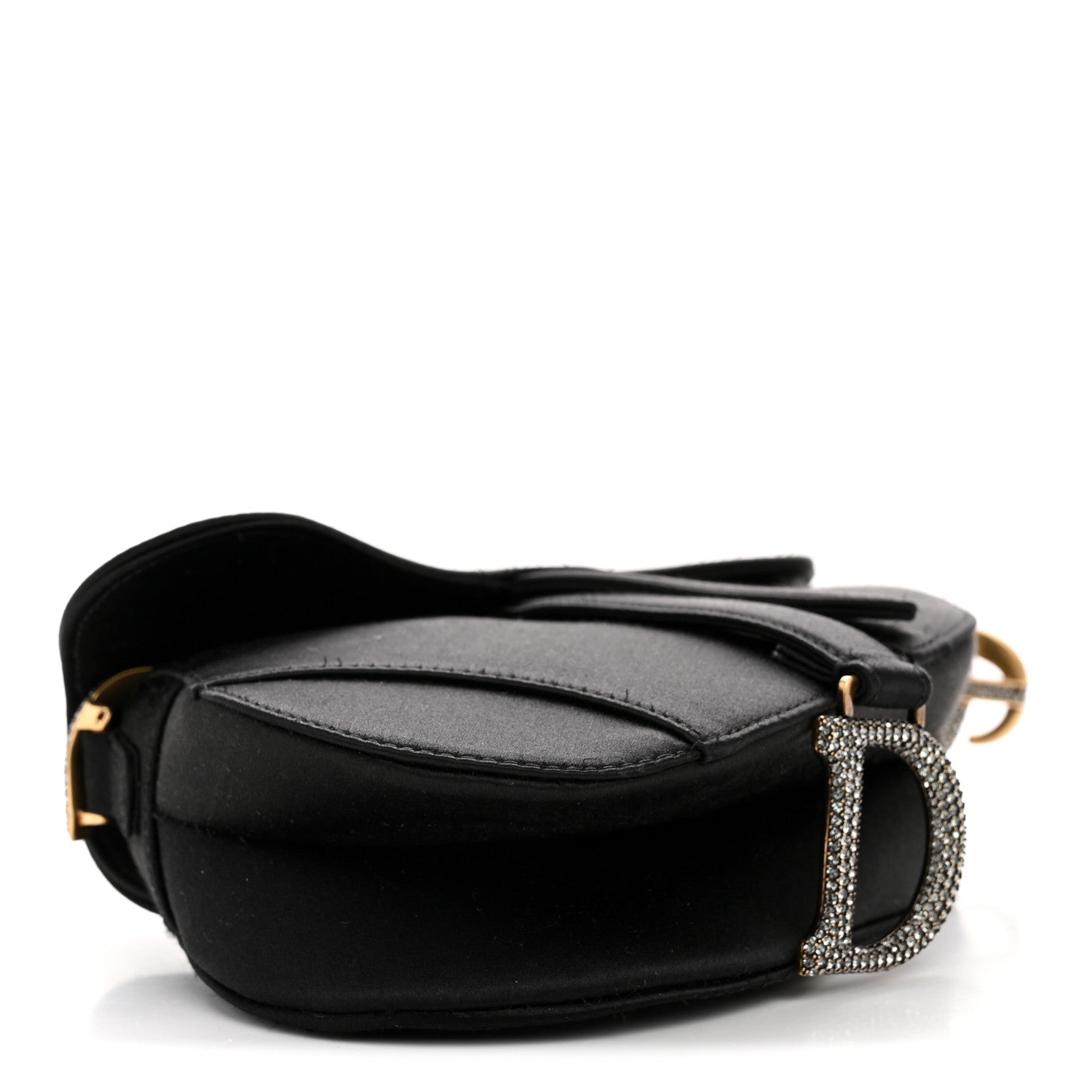 Christian Dior Satin Crystal Mini Saddle Bag Black 1814185