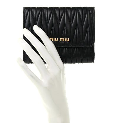 Miu Miu Nappa Matelasse Lux Flap Wallet Black 3 of 7