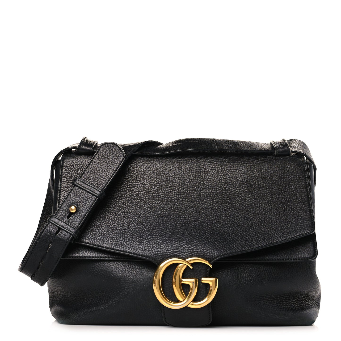 Calfskin Large GG Marmont Shoulder Bag Black