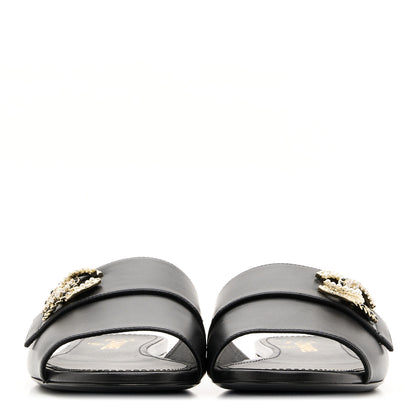 Chanel Lambskin Pearl Crystal CC Sandals 39.5 Black 2 of 9