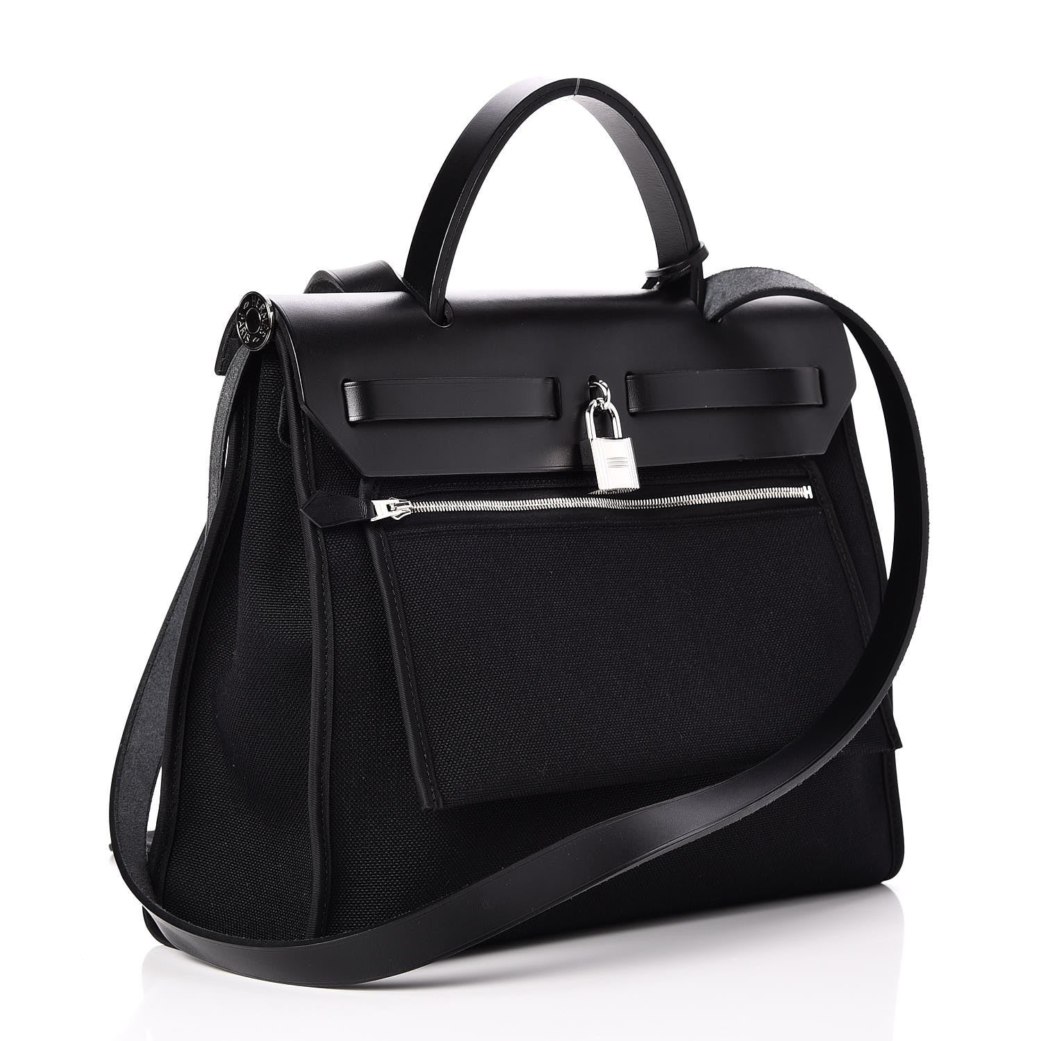 Hermes Military Toile Vache Hunter Herbag Zip PM 31 Black 3 of 9