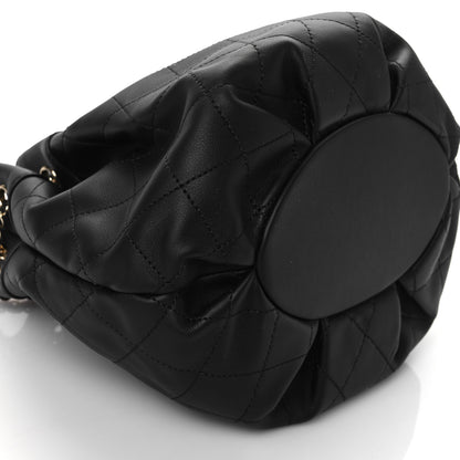 Chanel Calfskin Mini Drawstring CC Bag Black 9 of 10