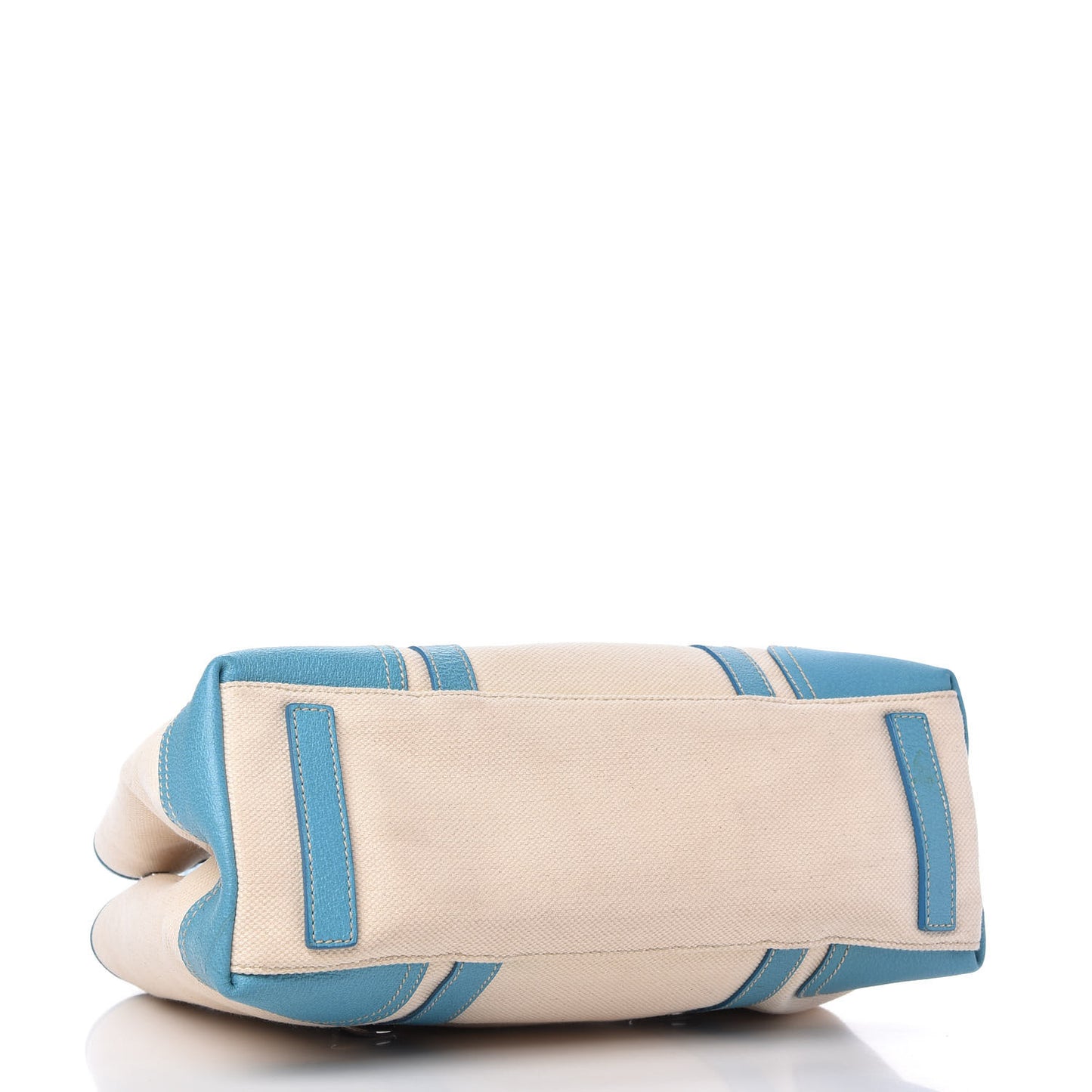 Canvas Calfskin Trim Tote Beige Voyage