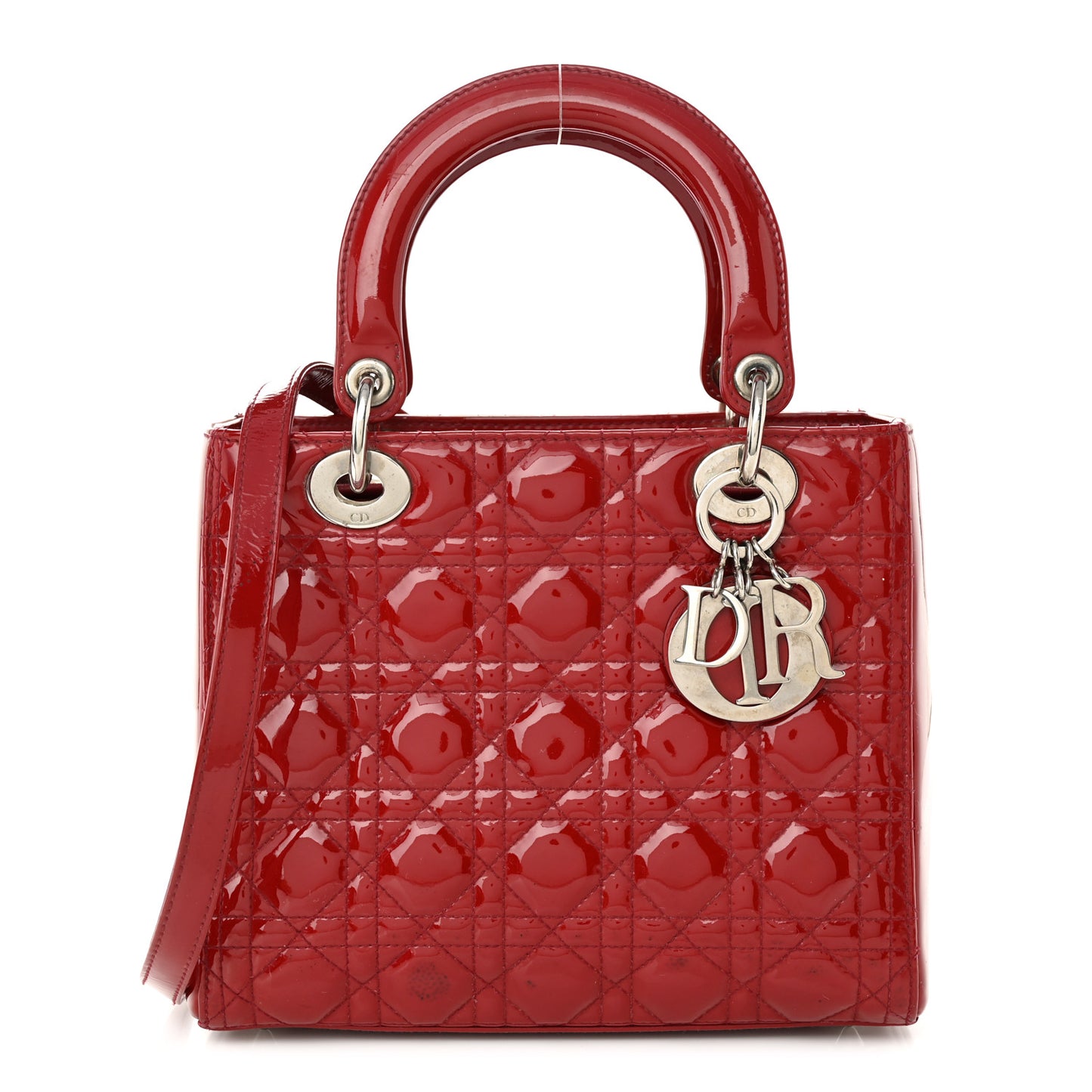 Patent Cannage Medium Lady Dior Red