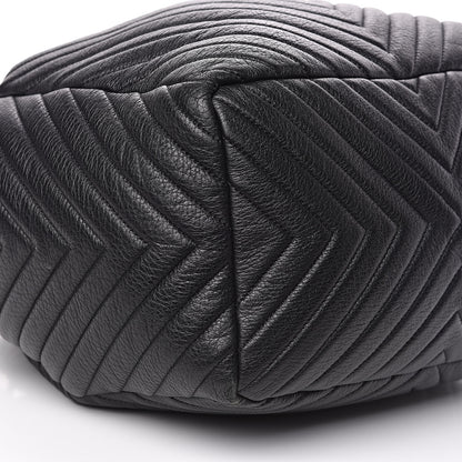 Chanel Deerskin Chevron Large CC Chain Bucket Drawstring Bag Black 8 of 10
