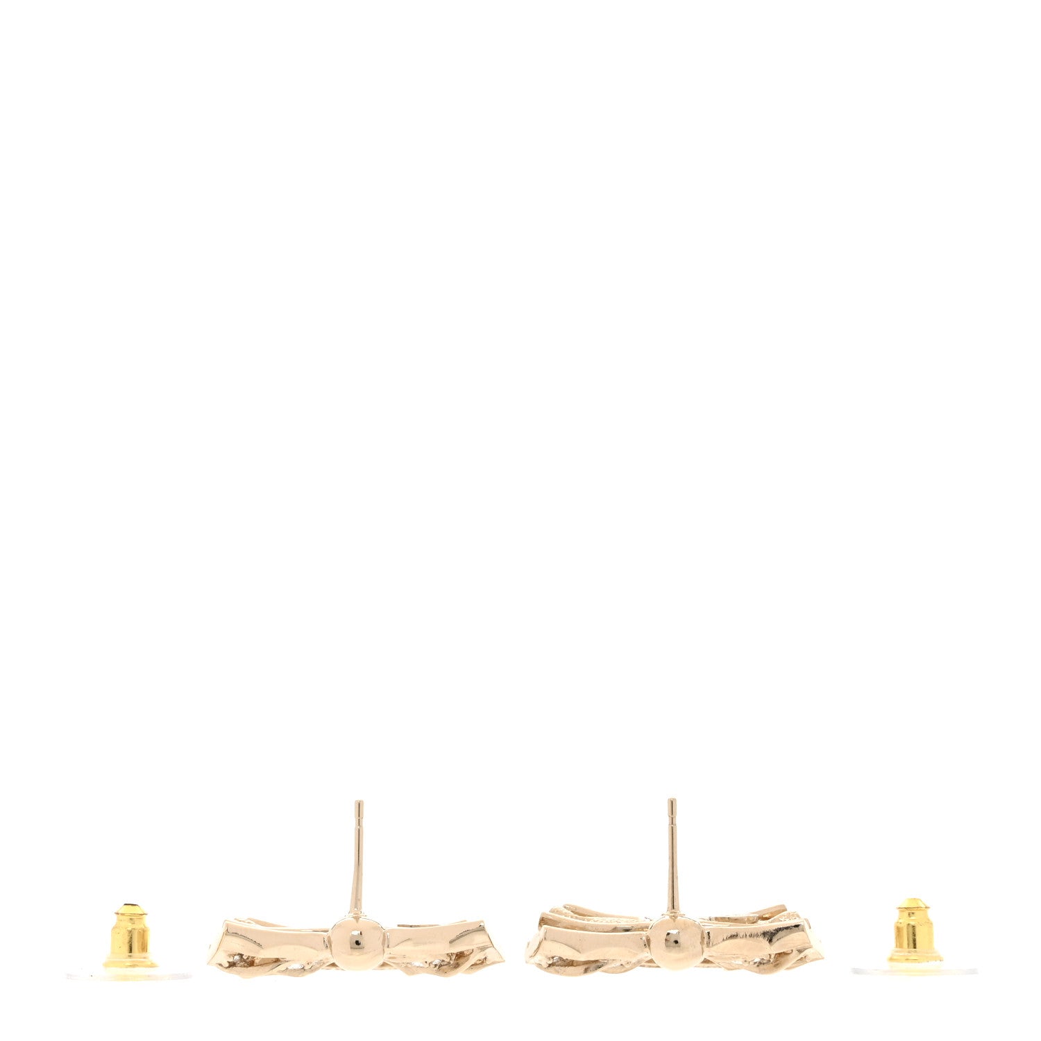 Chanel Crystal CC Bow Drop Earrings Gold 3 of 5