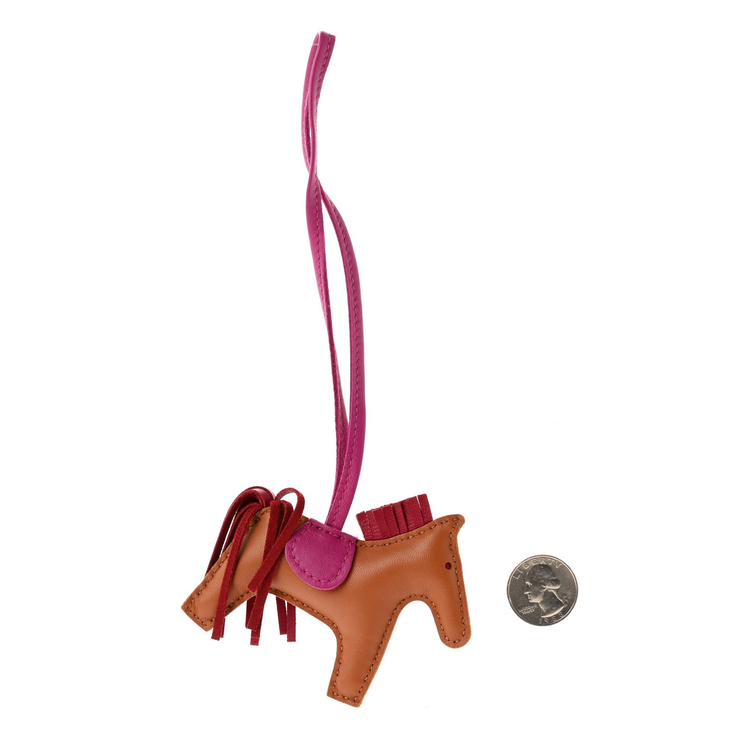 Hermes Milo Lambskin Grigri Rodeo Horse Bag Charm PM Gold Rubis Rose Poupre 2 of 4