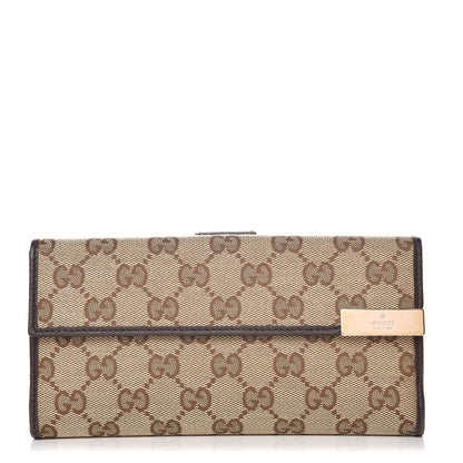 Gucci Monogram Margaux Calfskin Dice Continental Wallet Beige Ebony Dark Brown 1 of 9