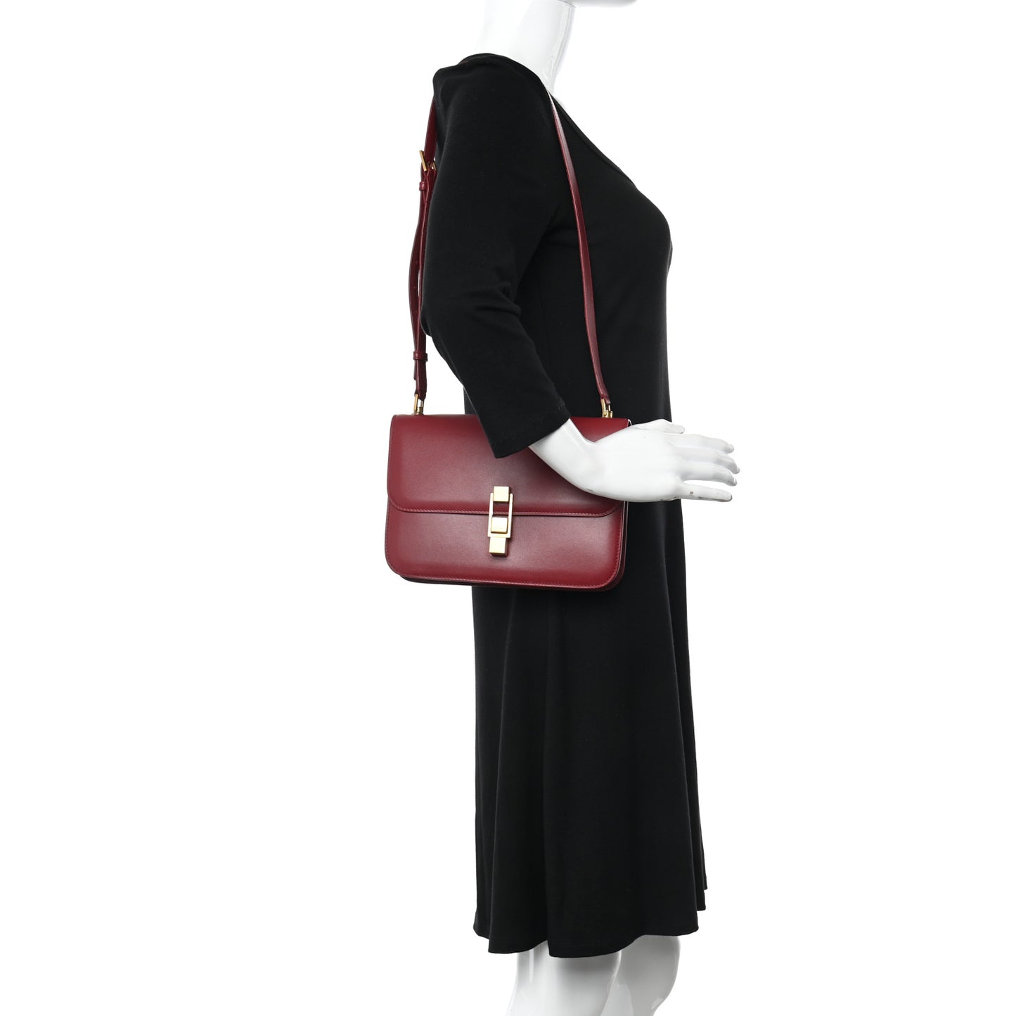 Box Calfskin Le Carre Satchel Opyum Red