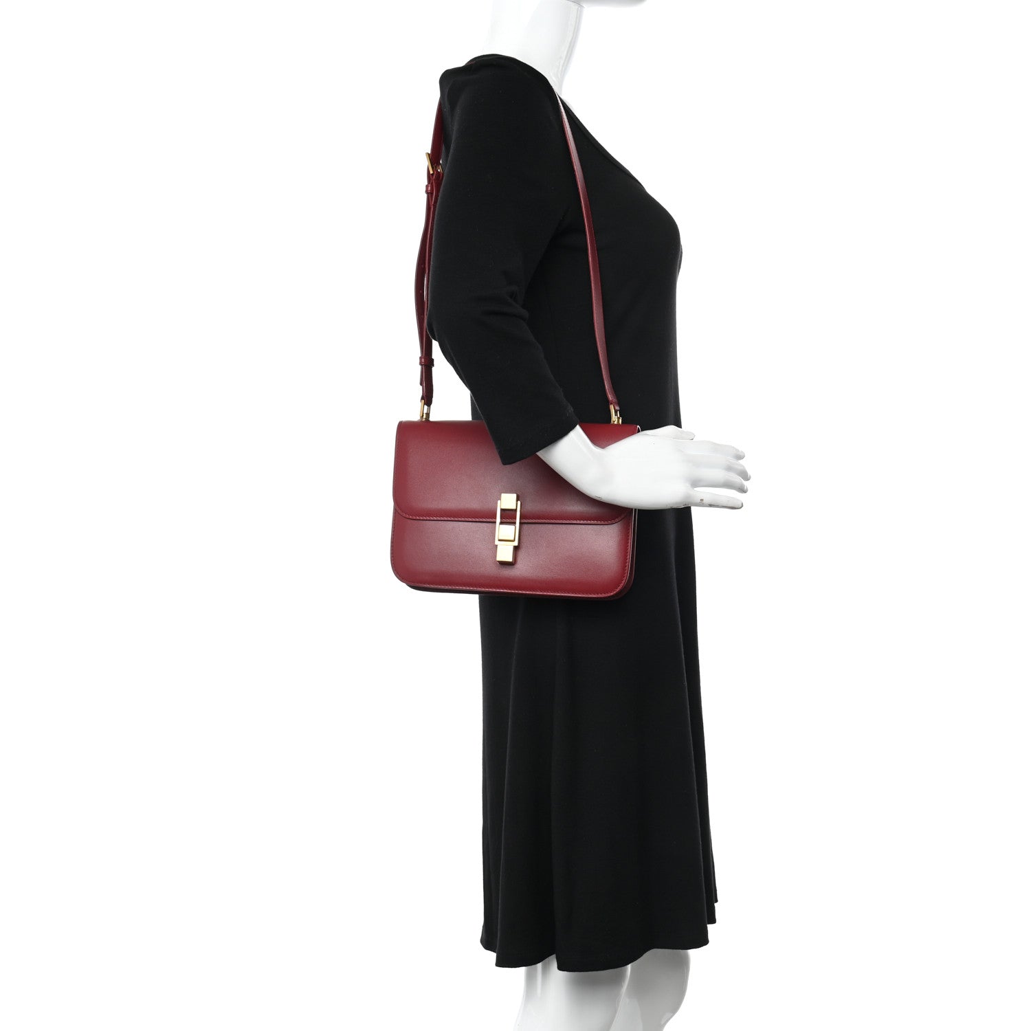 Saint Laurent Box Calfskin Le Carre Satchel Opyum Red 2 of 17