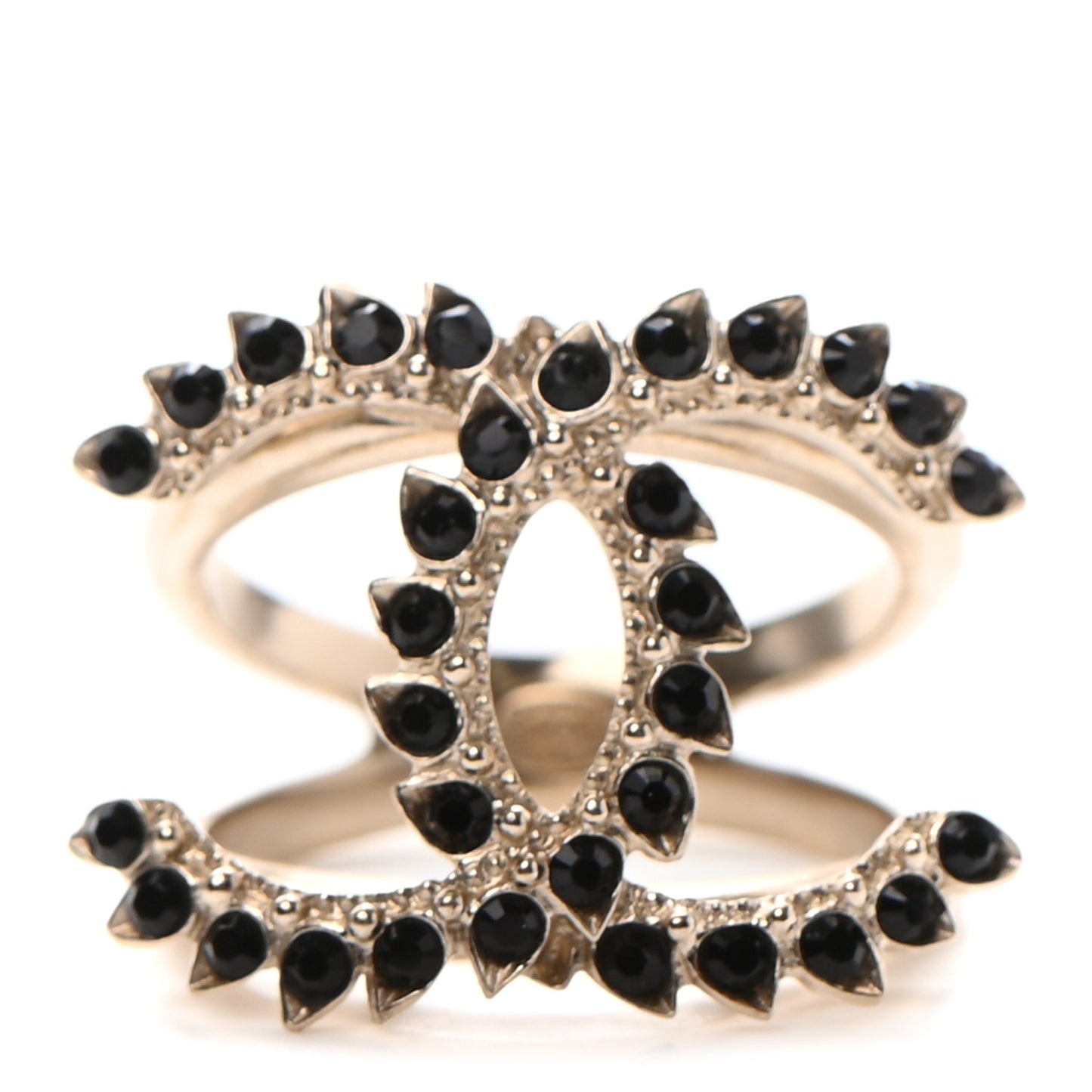 Metal Strass Crystal Dazzling Wheat CC Ring 6 Gold Black