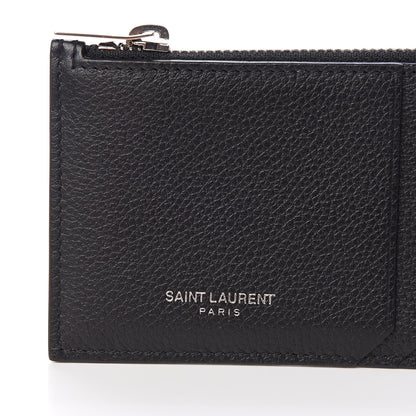 Saint Laurent Grained Calfskin 5 Fragments Zip Pouch Card Holder Black 9 of 9