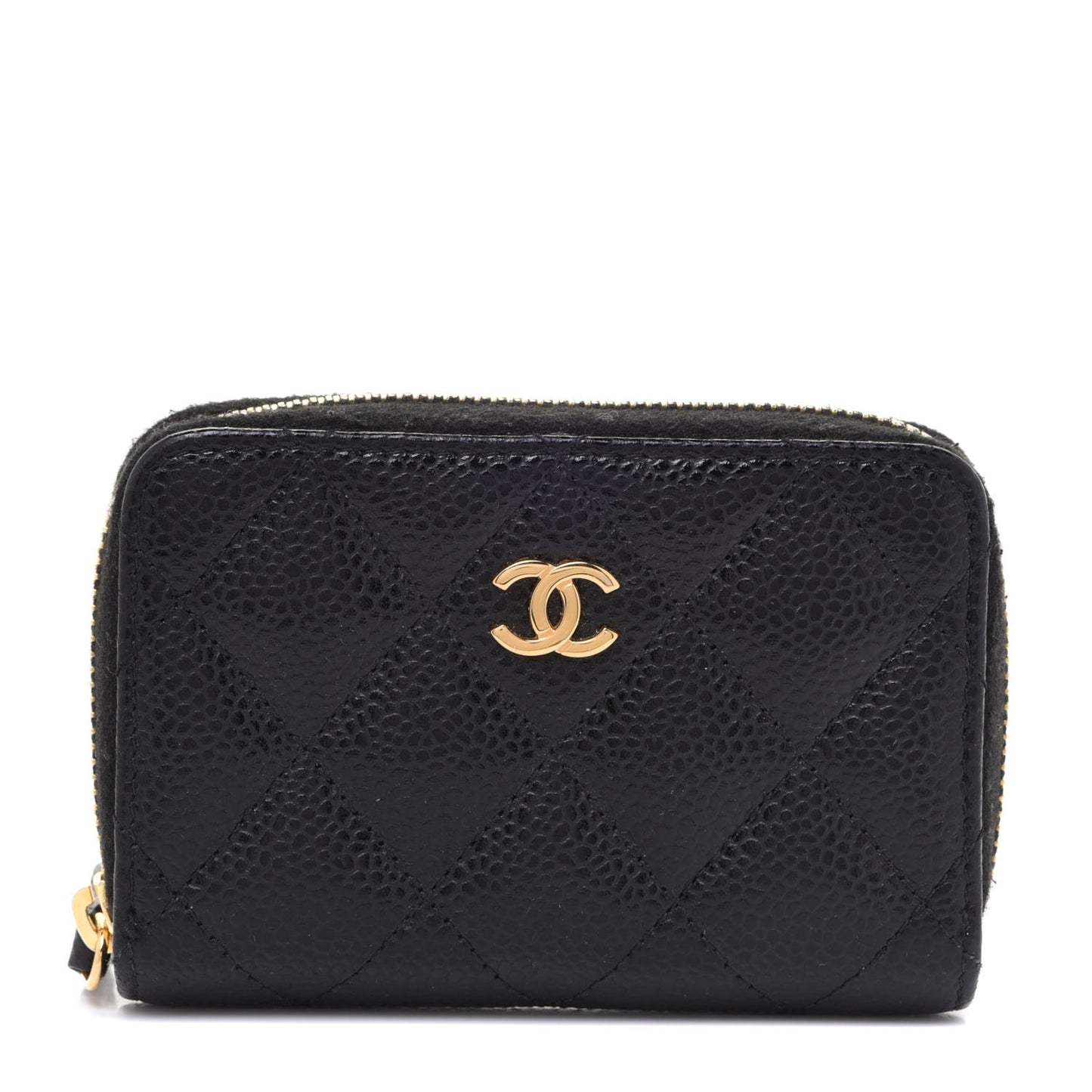 Caviar Quilted Zip Coin Purse Black