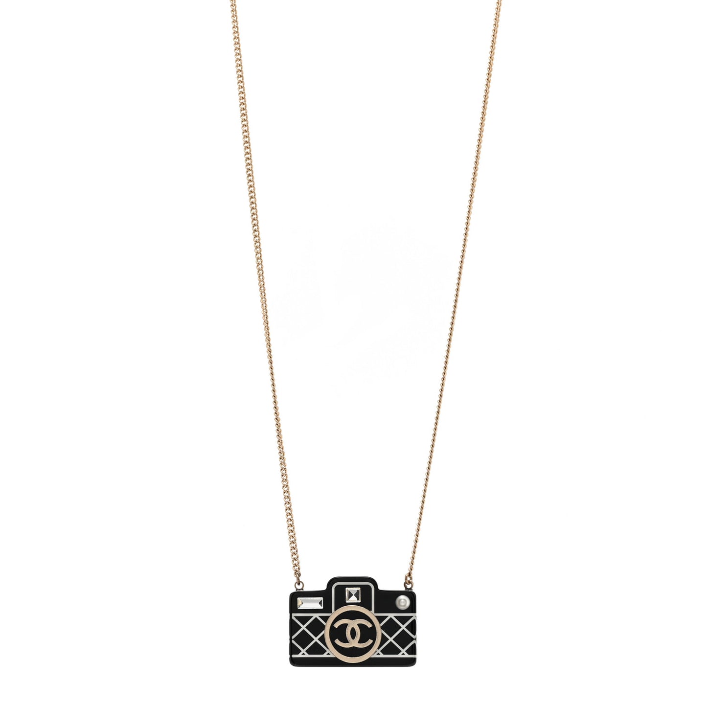 Resin Camera CC Necklace Black Gold