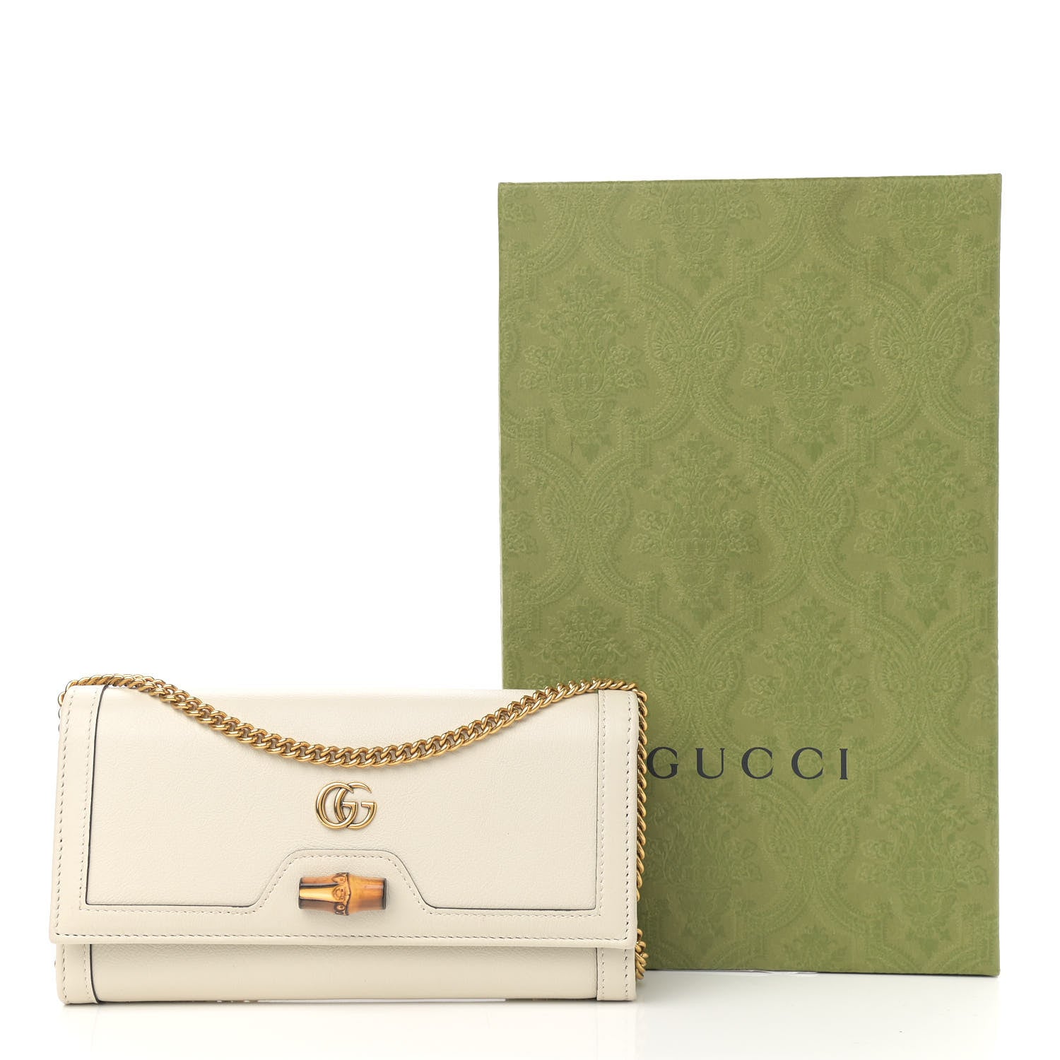 Gucci Wonka Grain Calfskin Diana Chain Wallet Mystic White 12 of 12