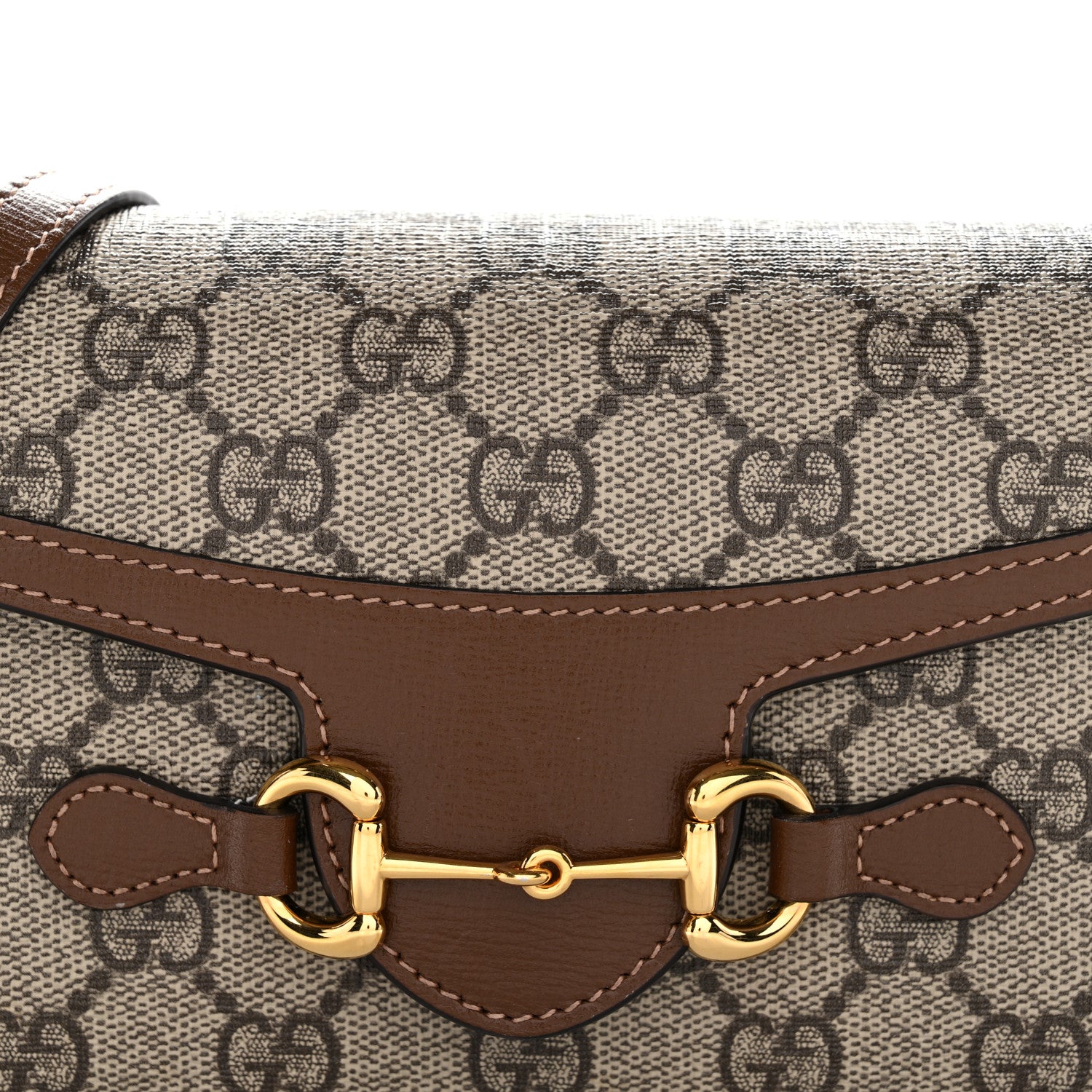 Gucci GG Supreme Monogram Mini Horsebit 1955 Shoulder Bag Beige Brown Sugar 8 of 11