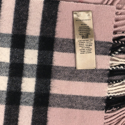 Burberry Cashmere Giant Icon Check Fringe Scarf Ash Rose 3 of 3