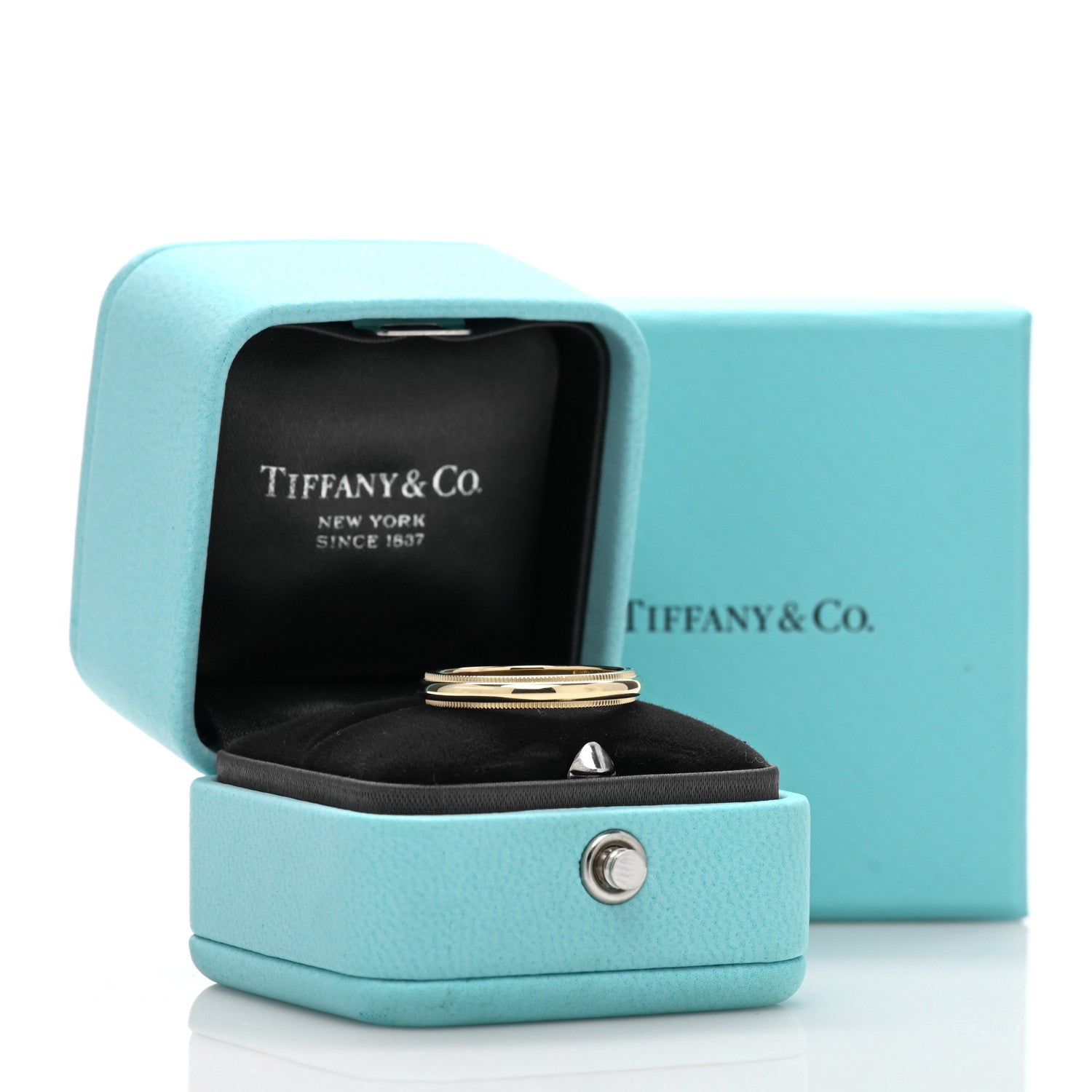 Tiffany 18K Yellow Gold 3mm Milgrain Wedding Band Ring 54 6.75 5 of 5