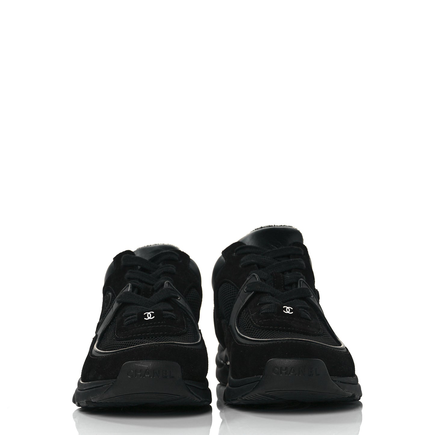 Fabric Calfskin Suede CC Sneakers 37.5 Black