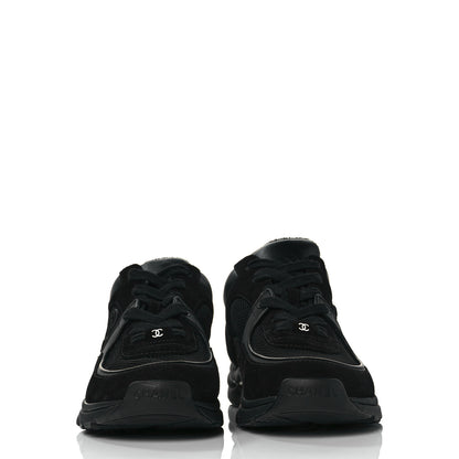 Chanel Fabric Calfskin Suede CC Sneakers 37.5 Black 2 of 8