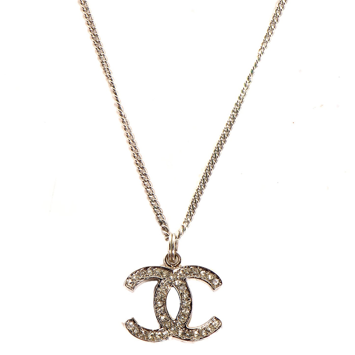 Crystal Large CC Necklace Silver