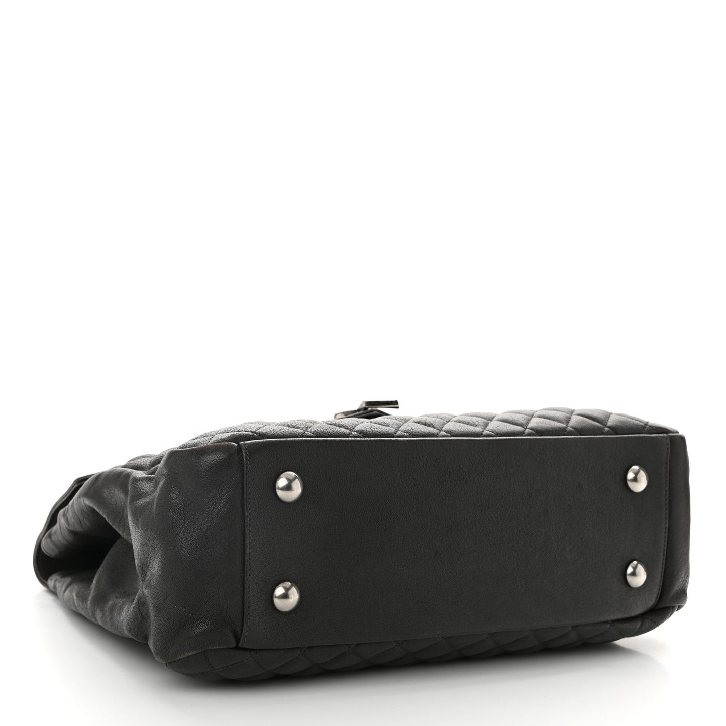 Sheepskin Tri-quilt Monogram Large College Satchel Asphalt