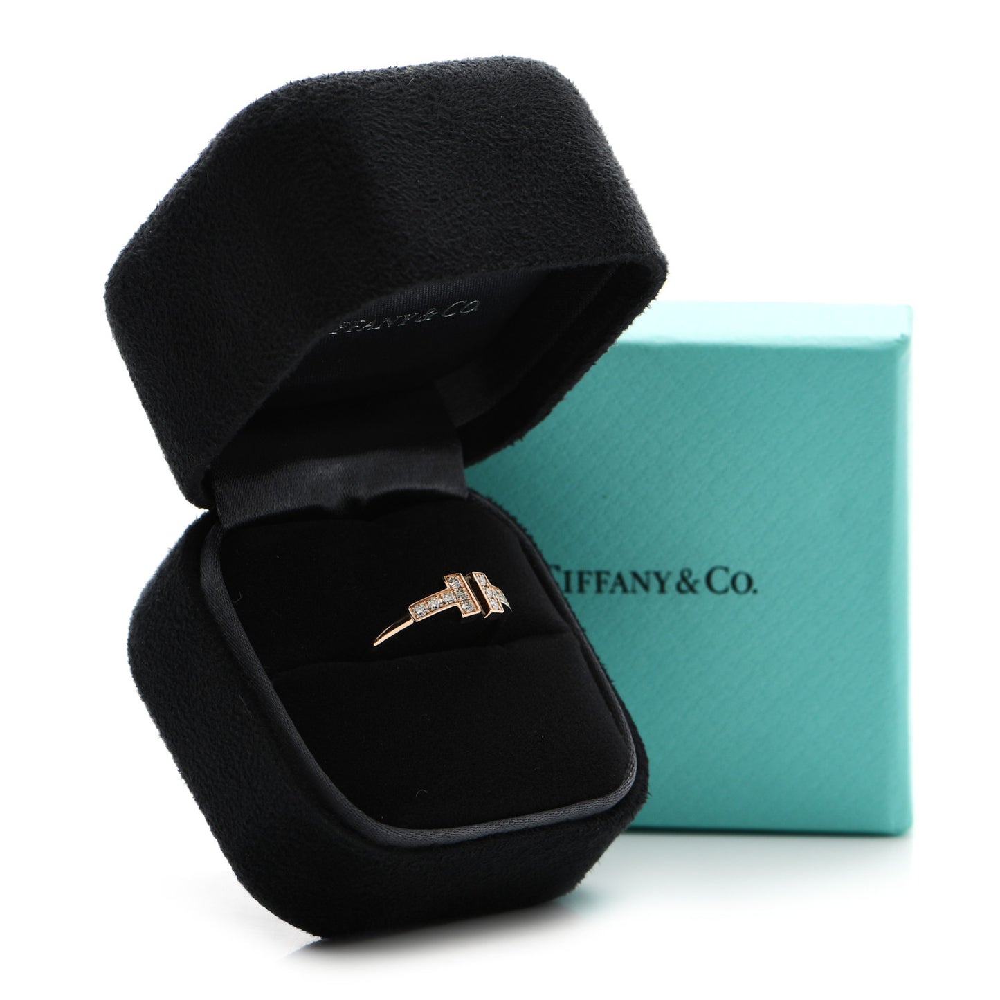 18K Rose Gold Diamond T Wire Ring 49 5