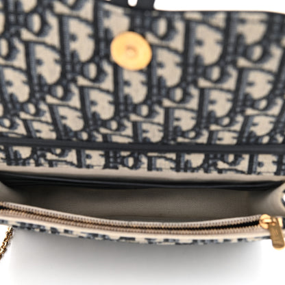 Christian Dior Oblique Saddle Chain Pouch Blue 5 of 10