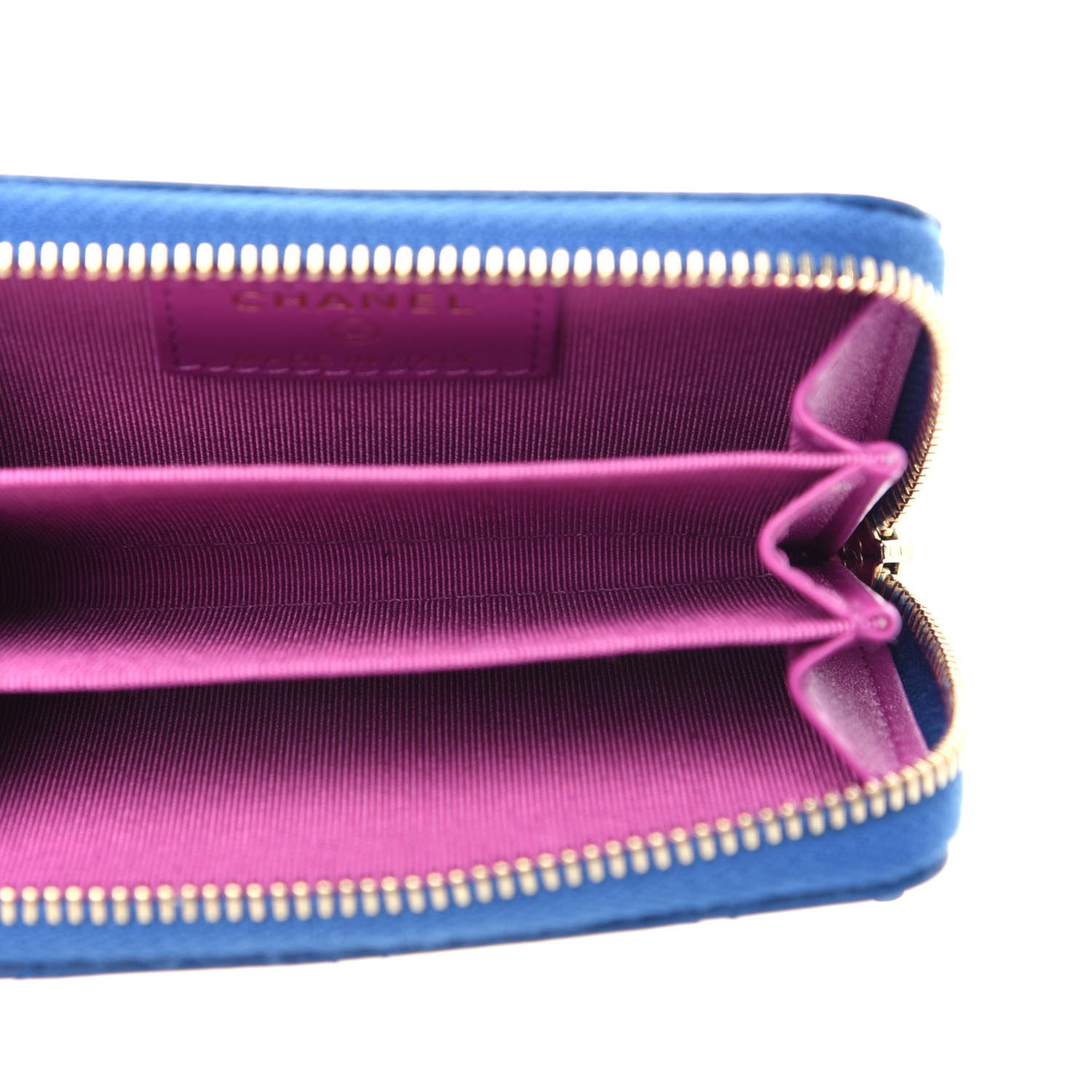 Chanel Lambskin Quilted Zip Around Coin Purse Wallet Blue Pink 5 of 8