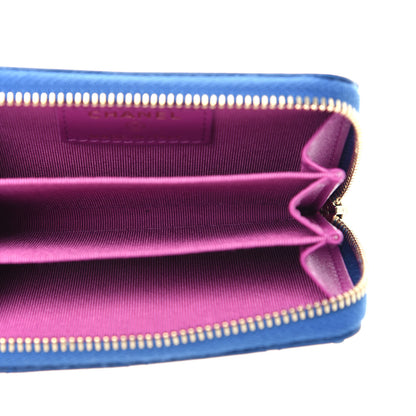 Chanel Lambskin Quilted Zip Around Coin Purse Wallet Blue Pink 5 of 8