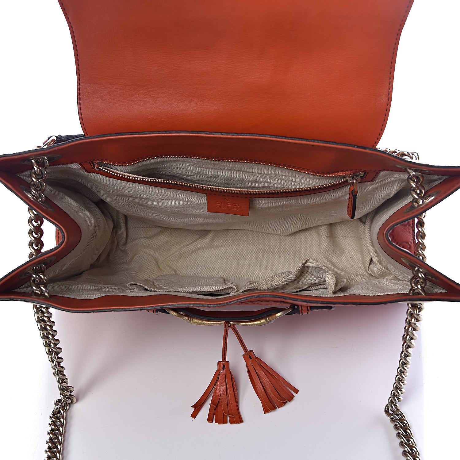 Gucci Guccissima Large Emily Chain Shoulder Bag Sun Orange 5 of 10