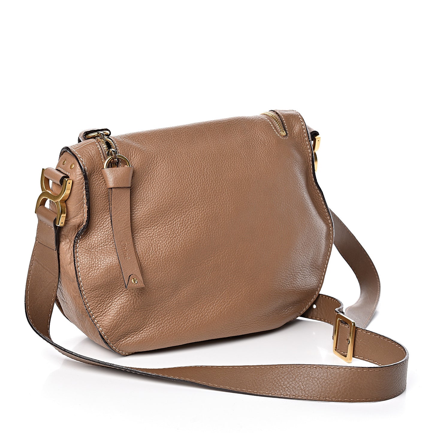 Calfskin Medium Marcie Round Zip Crossbody Bag Nut