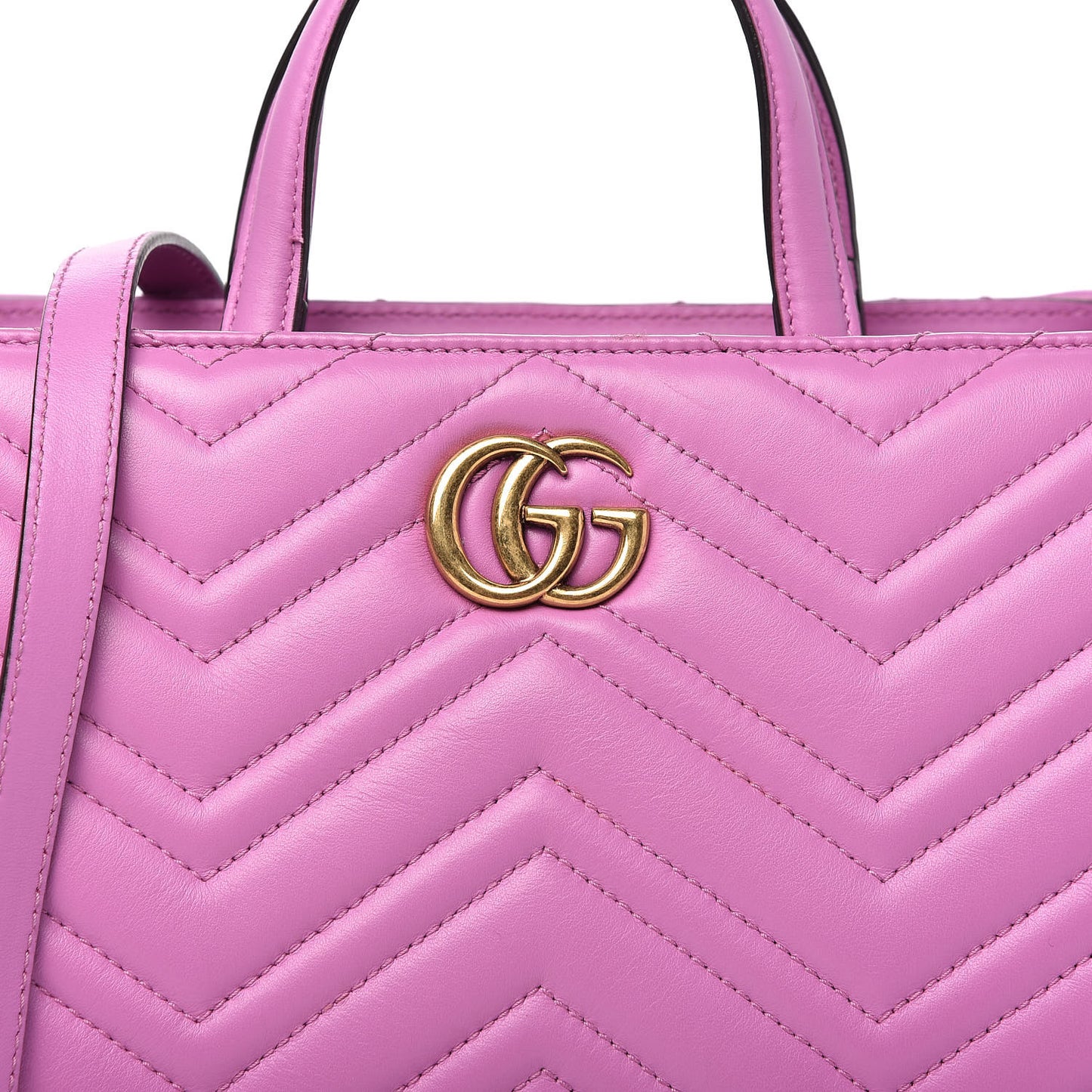 Calfskin Matelasse Small GG Marmont Tote Candy Mousse