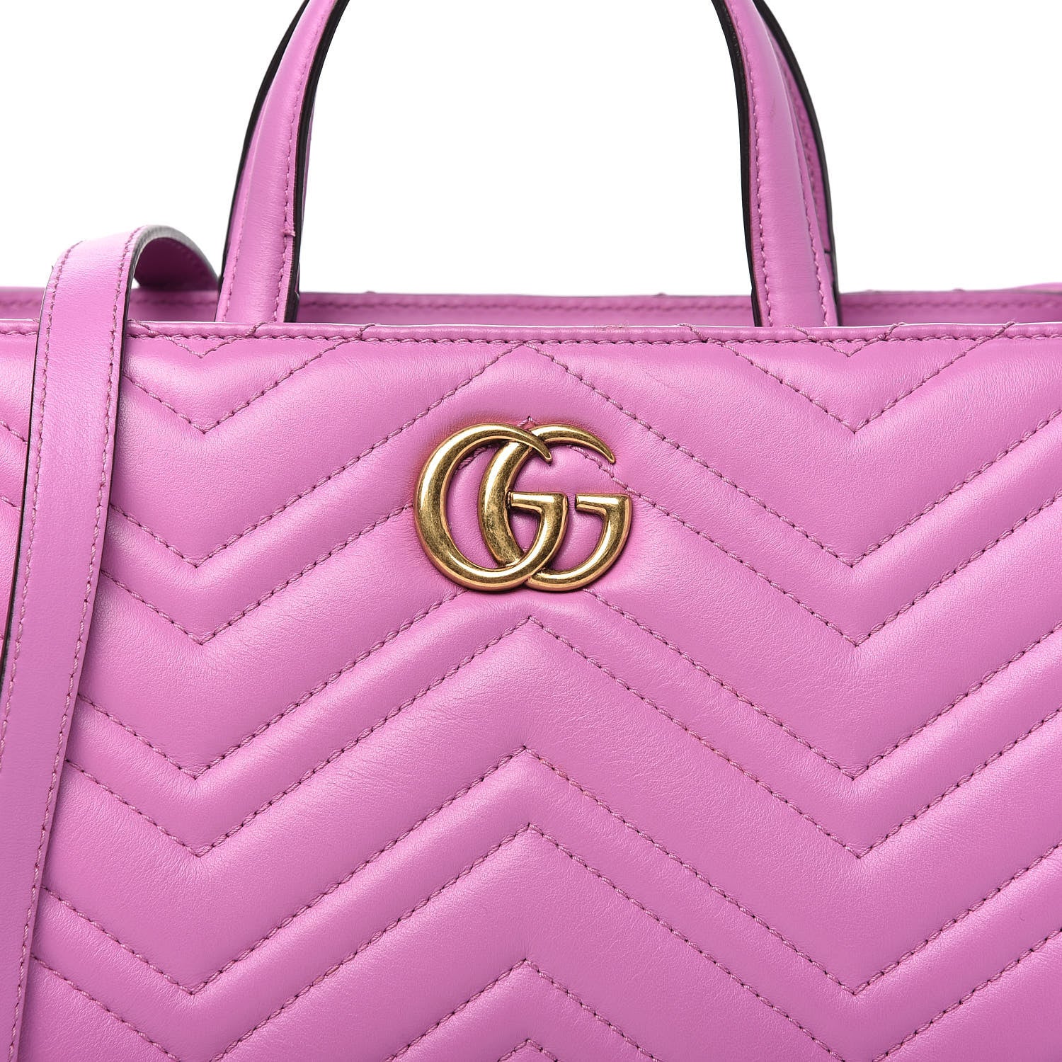 Gucci Calfskin Matelasse Small GG Marmont Tote Candy Mousse 10 of 10