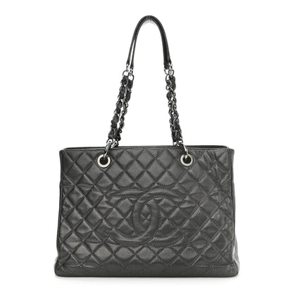 Chanel Metallic Caviar Quilted Grand Shopping Tote GST Dark Silver 1 of 14