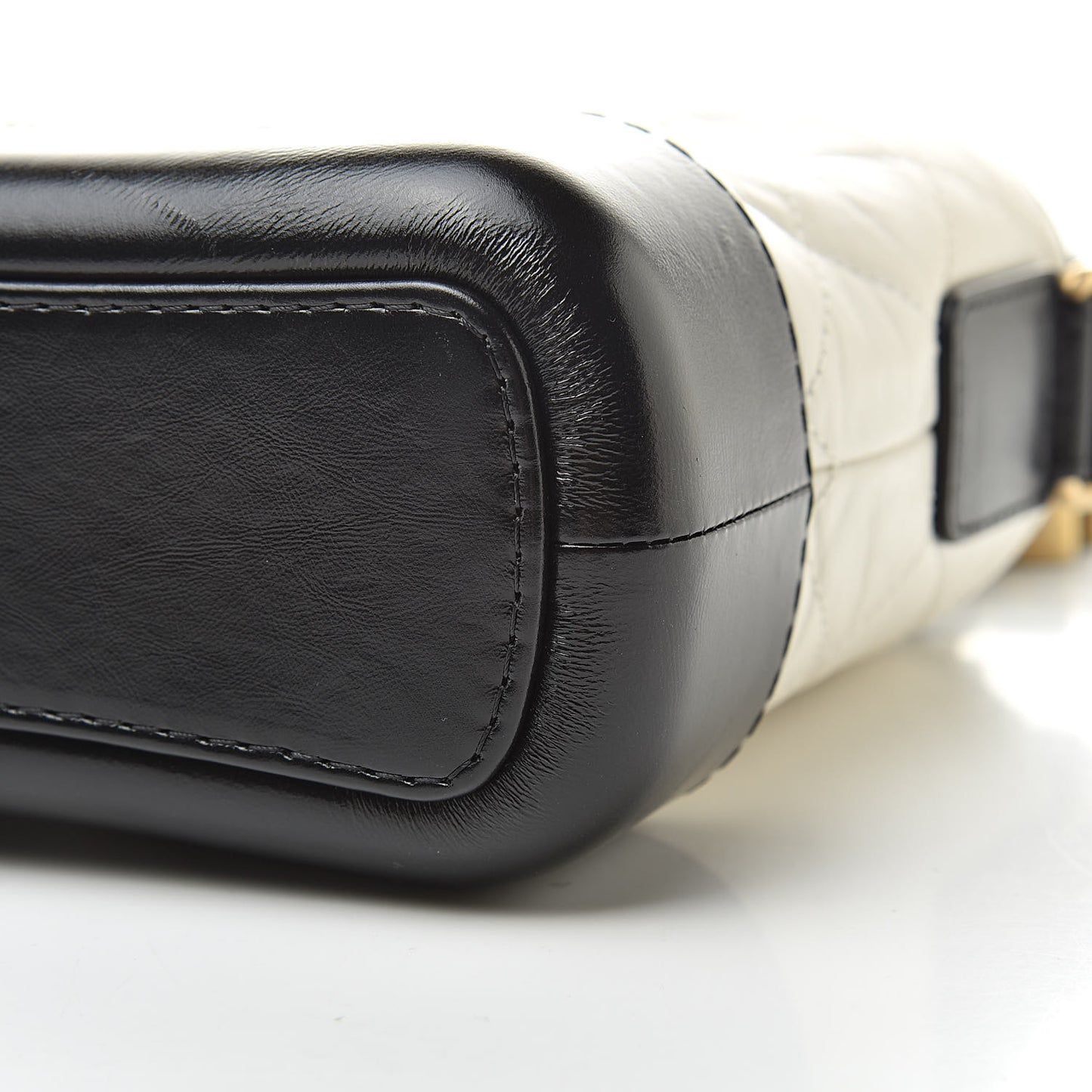 Aged Calfskin Quilted Small Gabrielle Hobo Black White