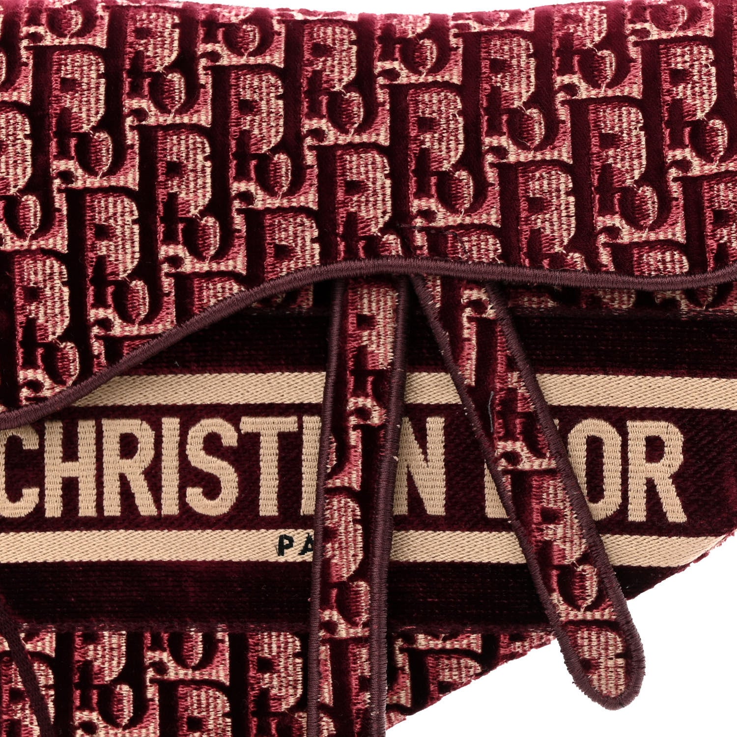 Christian Dior Velvet Oblique Saddle Bag Burgundy 5 of 10
