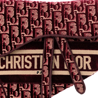 Christian Dior Velvet Oblique Saddle Bag Burgundy 5 of 10
