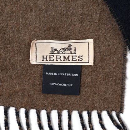 Hermes Cashmere Fringe Double Face Scarf Marine Bronze 3 of 4