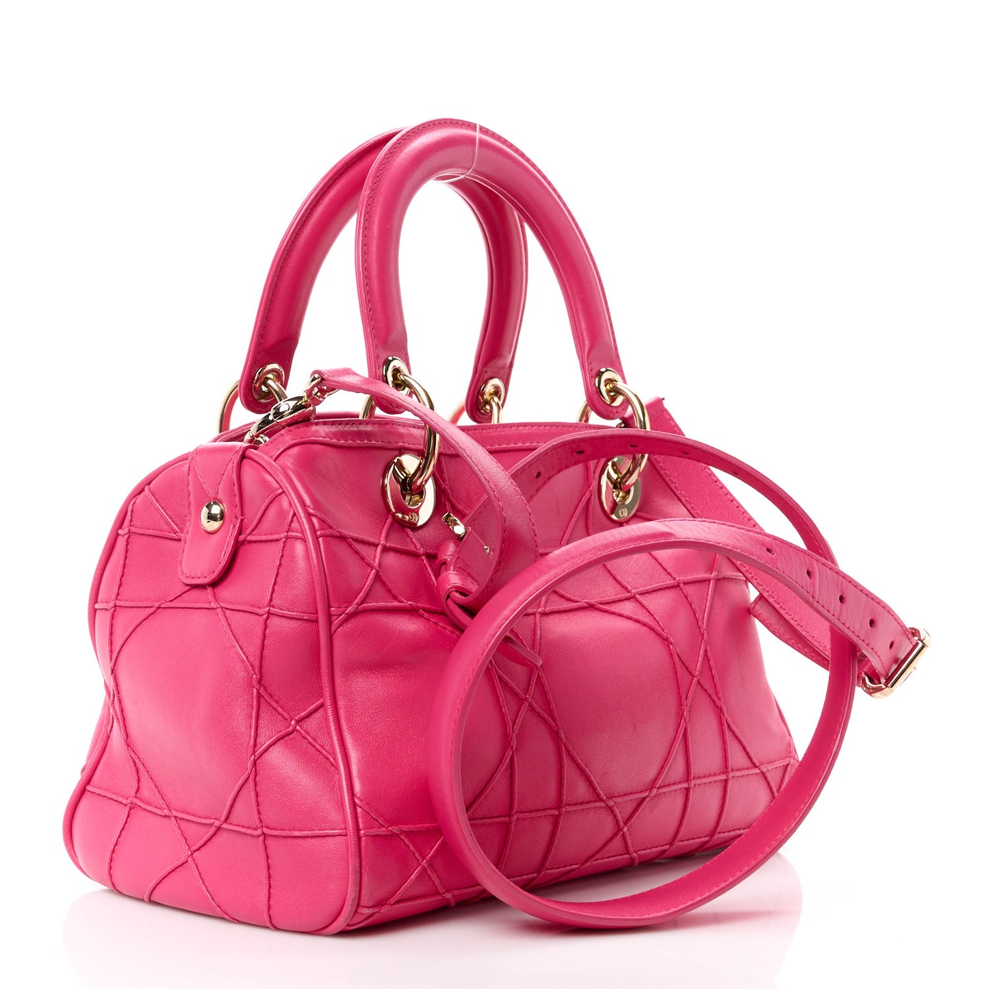 Lambskin Cannage Granville Polochon Fuchsia