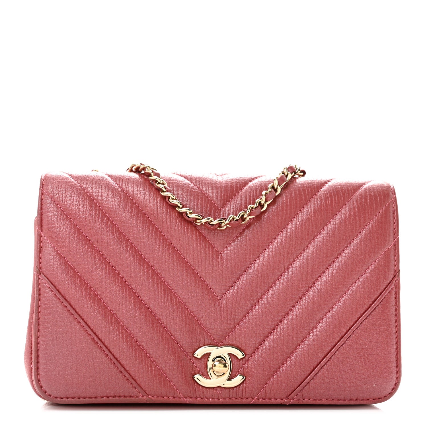 Chanel Calfskin Chevron Quilted Mini Statement Flap Pink 1 of 12