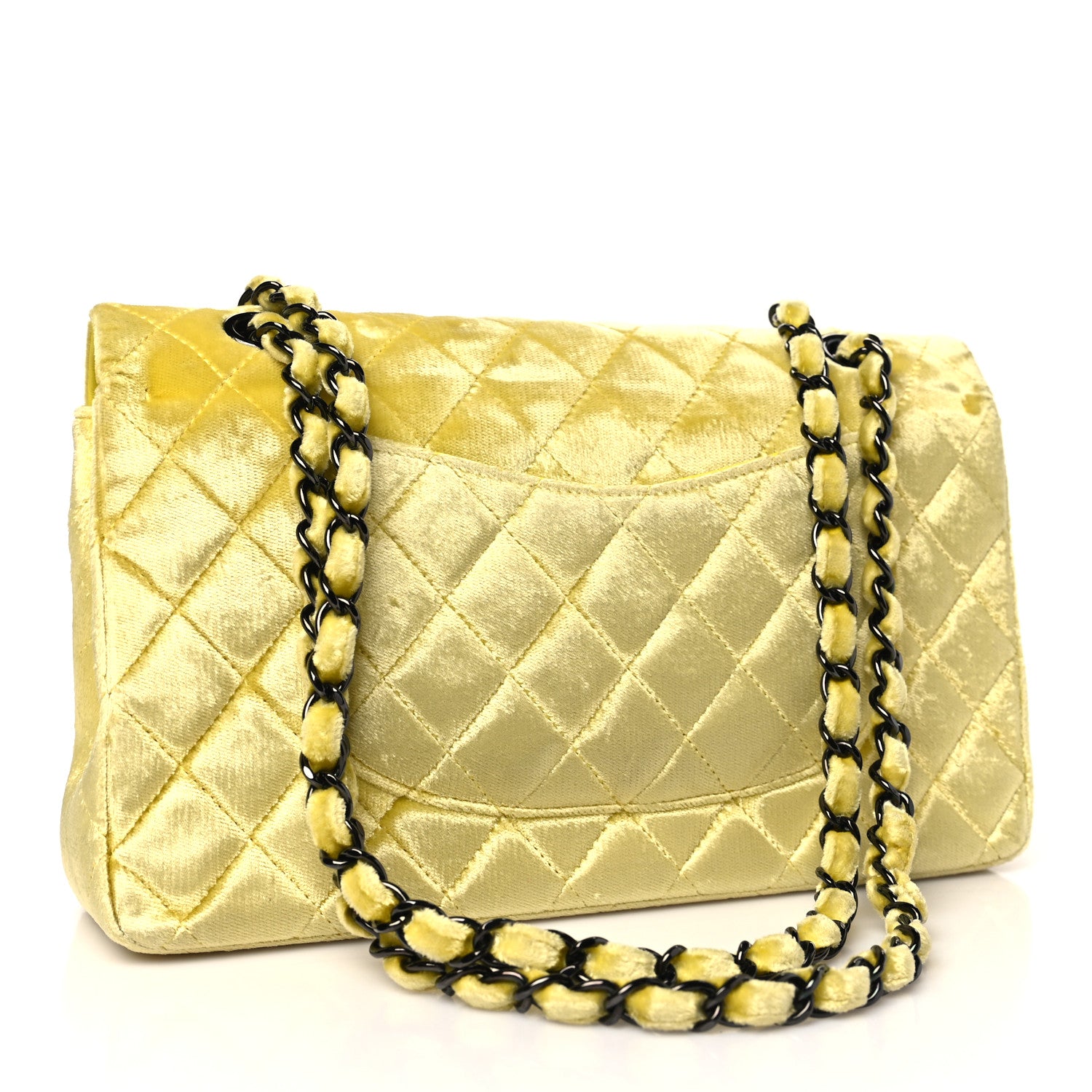 Chanel Velvet Quilted Medium Double Flap Yellow 3 of 10