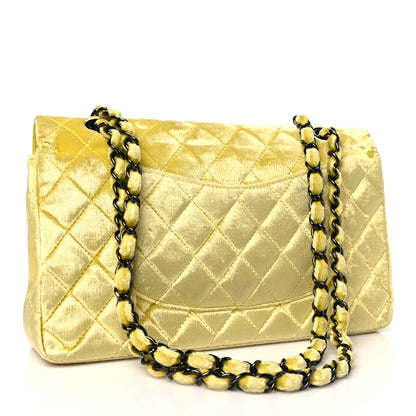 Chanel Velvet Quilted Medium Double Flap Yellow 3 of 10