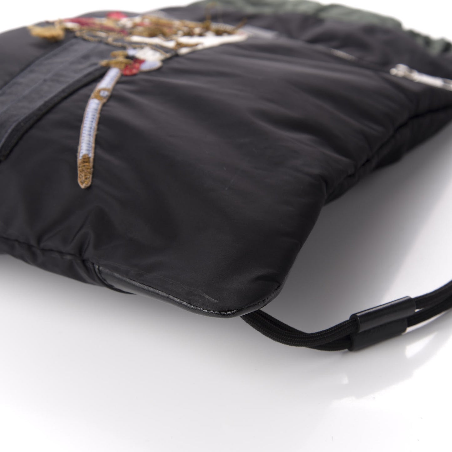 Nylon Dog Patch Drawstring Backpack Black
