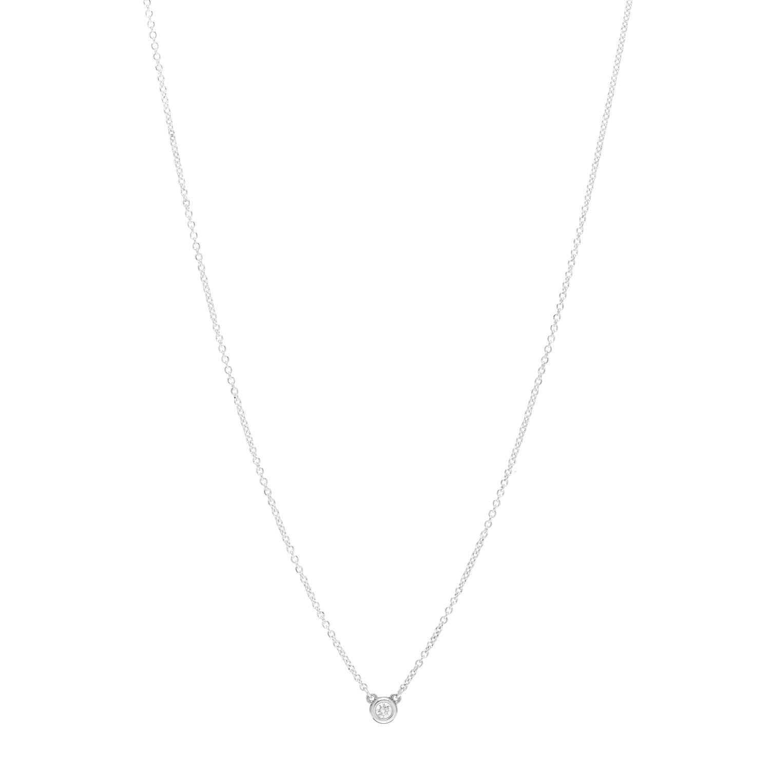 Tiffany Sterling Silver Diamond .05ct Elsa Peretti Diamonds by the Yard Pendant Necklace 1 of 4