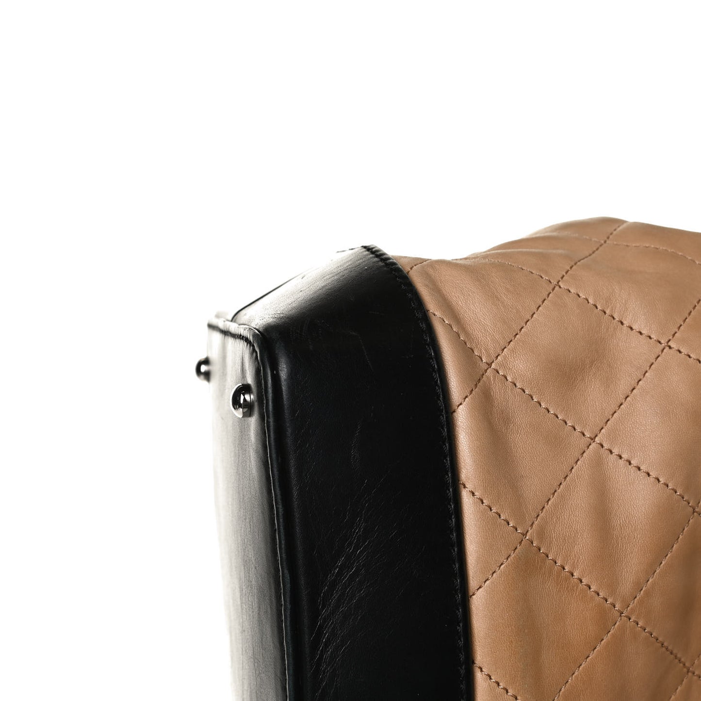 Calfskin Stitched VIP Medium Shopping Tote Beige Black
